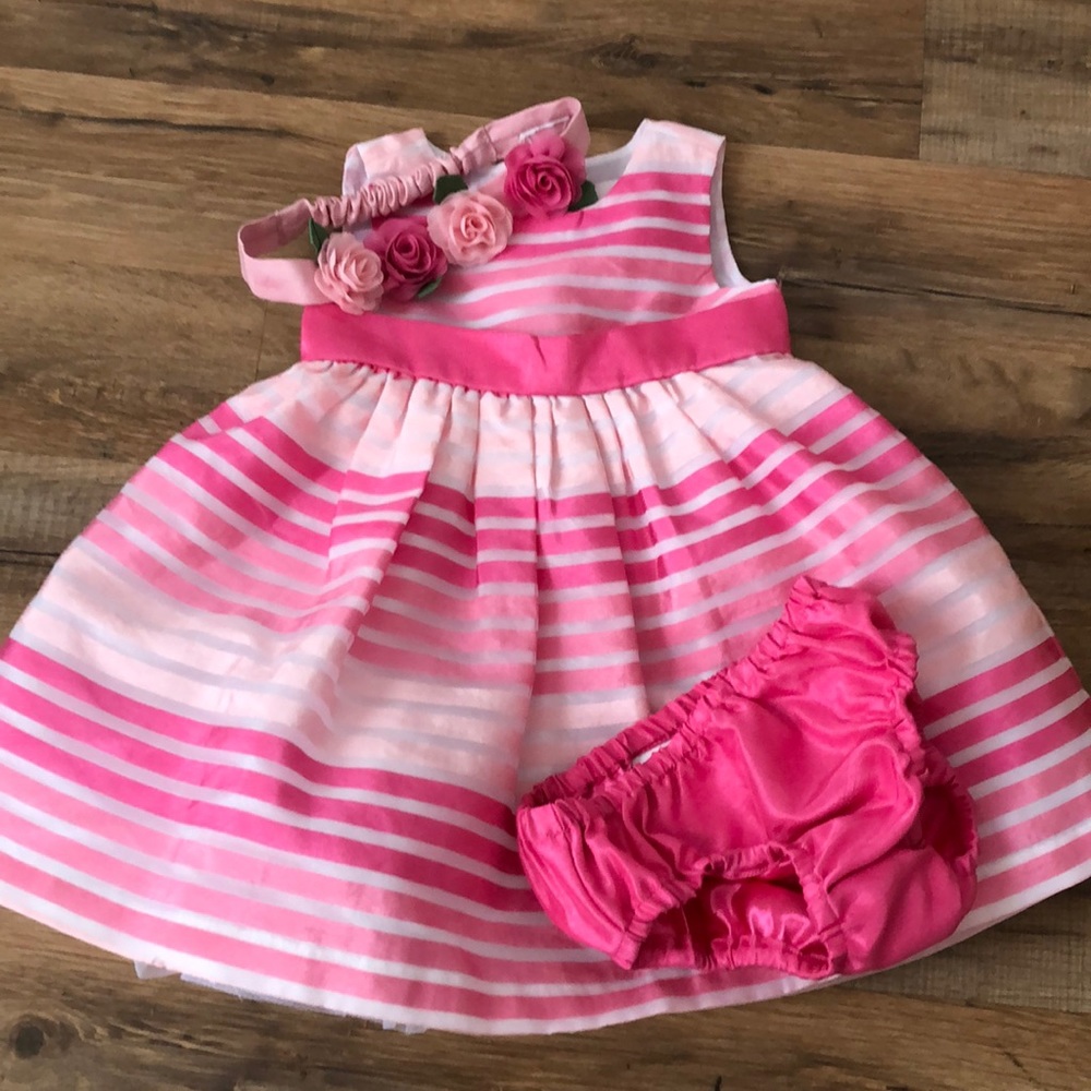 Baby girl Gymboree Easter Summer Dress Pink Stripe